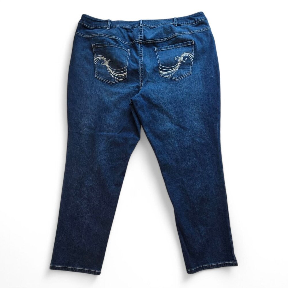 Lane Bryant Genius Fit Skinny Jeans Dark Wash Distressed Plus Size 28 Average - Picture 2 of 14